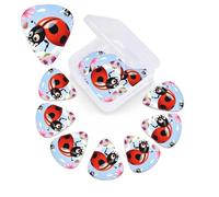 12 Pack Guitar Picks Personalized Guitar Picks with Organizer Storage Box Guitar Plectrum Cartoon Ladybug Flower Guitar Pick Set Guitar Accessories for Bass Electric Ukulele Guitar Players