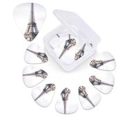 12 Pack Guitar Picks Personalized Guitar Picks with Organizer Storage Box Guitar Plectrum Eiffel Tower Guitar Pick Set Guitar Accessories for Bass Electric Ukulele Guitar Players