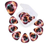 12 Pack Guitar Picks Personalized Guitar Picks with Organizer Storage Box Guitar Plectrum Fire Soccer Ball Guitar Pick Set Guitar Accessories for Bass Electric Ukulele Guitar Players