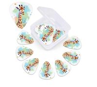 12 Pack Guitar Picks Personalized Guitar Picks with Organizer Storage Box Guitar Plectrum Giraffe art illustration Guitar Pick Set Guitar Accessories for Bass Electric Ukulele Guitar Players