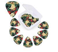 12 Pack Guitar Picks Personalized Guitar Picks with Organizer Storage Box Guitar Plectrum Hawaiian Folklore Theme Guitar Pick Set Guitar Accessories for Bass Electric Ukulele Guitar Players