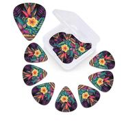 12 Pack Guitar Picks Personalized Guitar Picks with Organizer Storage Box Guitar Plectrum Mysterious tropical pattern Guitar Pick Set Guitar Accessories for Bass Electric Ukulele Guitar Players