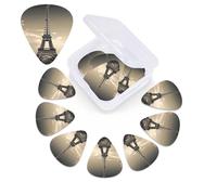 12 Pack Guitar Picks Personalized Guitar Picks with Organizer Storage Box Guitar Plectrum Paris Tower Guitar Pick Set Guitar Accessories for Bass Electric Ukulele Guitar Players