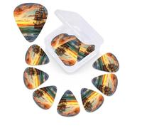 12 Pack Guitar Picks Personalized Guitar Picks with Organizer Storage Box Guitar Plectrum pirate ship in the sunset Guitar Pick Set Guitar Accessories for Bass Electric Ukulele Guitar Players