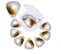 12 Pack Guitar Picks Personalized Guitar Picks with Organizer Storage Box Guitar Plectrum Sunflowers Yellow Flowers Guitar Pick Set Guitar Accessories for Bass Electric Ukulele Guitar Players