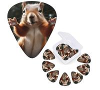 12 Pack Guitar Picks Personalized Guitar Plectrums 3 Different Thickness,4Pcs 0.46mm, 4Pcs 0.71mm, 4Pcs 0.96mm Squirrel Funny Animal Guitars Picks Electric Guitars Bass Pick Accessories