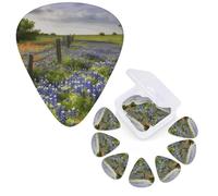 12 Pack Guitar Picks Personalized Guitar Plectrums 3 Different Thickness,4Pcs 0.46mm, 4Pcs 0.71mm, 4Pcs 0.96mm Texas Bluebonnets Scenery Guitars Picks Electric Guitars Bass Pick Accessories