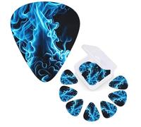 12 Pack Guitar Picks Personalized Guitar Plectrums 3 Different Thickness,4Pcs 0.46mm, 4Pcs 0.71mm, 4Pcs 0.96mm Blue Flame Guitars Picks Electric Guitars Bass Pick Accessories