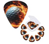 12 Pack Guitar Picks Personalized Guitar Plectrums 3 Different Thickness,4Pcs 0.46mm, 4Pcs 0.71mm, 4Pcs 0.96mm Golf ball on fire Guitars Picks Electric Guitars Bass Pick Accessories