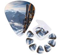 12 Pack Guitar Picks Personalized Guitar Plectrums 3 Different Thickness,4Pcs 0.46mm, 4Pcs 0.71mm, 4Pcs 0.96mm Skis on mountain Guitars Picks Electric Guitars Bass Pick Accessories