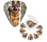 12 Pack Guitar Picks Personalized Guitar Plectrums 3 Different Thickness,4Pcs 0.46mm, 4Pcs 0.71mm, 4Pcs 0.96mm Running german shepherd dog Guitars Picks Electric Guitars Bass Pick Accessories