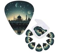 12 Pack Guitar Picks Personalized Guitar Plectrums 3 Different Thickness,4Pcs 0.46mm, 4Pcs 0.71mm, 4Pcs 0.96mm A mosque with moon and stars Guitars Picks Electric Guitars Bass Pick Accessories