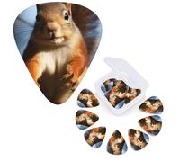 12 Pack Guitar Picks Personalized Guitar Plectrums 3 Different Thickness,4Pcs 0.46mm, 4Pcs 0.71mm, 4Pcs 0.96mm Squirrel Funny Animal Guitars Picks Electric Guitars Bass Pick Accessories