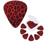 12 Pack Guitar Picks Personalized Guitar Plectrums 3 Different Thickness,4Pcs 0.46mm, 4Pcs 0.71mm, 4Pcs 0.96mm Red Leopard Pattern Guitars Picks Electric Guitars Bass Pick Accessories