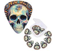 12 Pack Guitar Picks Personalized Guitar Plectrums 3 Different Thickness,4Pcs 0.46mm, 4Pcs 0.71mm, 4Pcs 0.96mm Cool Skull Graphics Guitars Picks Electric Guitars Bass Pick Accessories