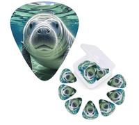 12 Pack Guitar Picks Personalized Guitar Plectrums 3 Different Thickness,4Pcs 0.46mm, 4Pcs 0.71mm, 4Pcs 0.96mm Cute Sea Animal Manatee Guitars Picks Electric Guitars Bass Pick Accessories
