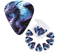 12 Pack Guitar Picks Personalized Guitar Plectrums 3 Different Thickness,4Pcs 0.46mm, 4Pcs 0.71mm, 4Pcs 0.96mm Purple Dragon Purple Moon Guitars Picks Electric Guitars Bass Pick Accessories