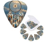 12 Pack Guitar Picks Personalized Guitar Plectrums 3 Different Thickness,4Pcs 0.46mm, 4Pcs 0.71mm, 4Pcs 0.96mm Native American Dream Catcher Guitars Picks Electric Guitars Bass Pick Accessories