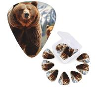 12 Pack Guitar Picks Personalized Guitar Plectrums 3 Different Thickness,4Pcs 0.46mm, 4Pcs 0.71mm, 4Pcs 0.96mm Grizzly Bear Guitars Picks Electric Guitars Bass Pick Accessories