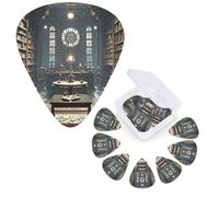 12 Pack Guitar Picks Personalized Guitar Plectrums 3 Different Thickness,4Pcs 0.46mm, 4Pcs 0.71mm, 4Pcs 0.96mm Book Room Mysterious Library Guitars Picks Electric Guitars Bass Pick Accessories