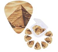 12 Pack Guitar Picks Personalized Guitar Plectrums 3 Different Thickness,4Pcs 0.46mm, 4Pcs 0.71mm, 4Pcs 0.96mm Vintage Great Egyptian Pyramid Guitars Picks Electric Guitars Bass Pick Accessories
