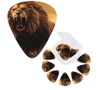 12 Pack Guitar Picks Personalized Guitar Plectrums 3 Different Thickness,4Pcs 0.46mm, 4Pcs 0.71mm, 4Pcs 0.96mm Angry Roaring Lion Guitars Picks Electric Guitars Bass Pick Accessories