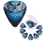 12 Pack Guitar Picks Personalized Guitar Plectrums 3 Different Thickness,4Pcs 0.46mm, 4Pcs 0.71mm, 4Pcs 0.96mm Blue Owl Guitars Picks Electric Guitars Bass Pick Accessories