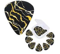 12 Pack Guitar Picks Personalized Guitar Plectrums 3 Different Thickness,4Pcs 0.46mm, 4Pcs 0.71mm, 4Pcs 0.96mm Black Gold Marble Guitars Picks Electric Guitars Bass Pick Accessories
