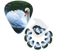 12 Pack Guitar Picks Personalized Guitar Plectrums 3 Different Thickness,4Pcs 0.46mm, 4Pcs 0.71mm, 4Pcs 0.96mm White Swan Guitars Picks Electric Guitars Bass Pick Accessories