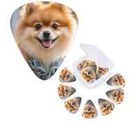 12 Pack Guitar Picks Personalized Guitar Plectrums 3 Different Thickness,4Pcs 0.46mm, 4Pcs 0.71mm, 4Pcs 0.96mm Cute pomeranian Guitars Picks Electric Guitars Bass Pick Accessories