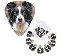 12 Pack Guitar Picks Personalized Guitar Plectrums 3 Different Thickness,4Pcs 0.46mm, 4Pcs 0.71mm, 4Pcs 0.96mm Border Collie Guitars Picks Electric Guitars Bass Pick Accessories