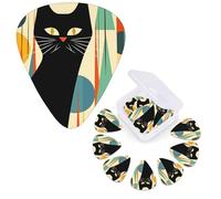 12 Pack Guitar Picks Personalized Guitar Plectrums 3 Different Thickness,4Pcs 0.46mm, 4Pcs 0.71mm, 4Pcs 0.96mm Mid-Century Modern Art Cat Guitars Picks Electric Guitars Bass Pick Accessories
