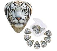 12 Pack Guitar Picks Personalized Guitar Plectrums 3 Different Thickness,4Pcs 0.46mm, 4Pcs 0.71mm, 4Pcs 0.96mm White Tiger Guitars Picks Electric Guitars Bass Pick Accessories