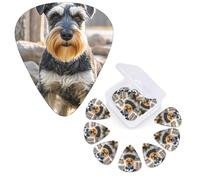 12 Pack Guitar Picks Personalized Guitar Plectrums 3 Different Thickness,4Pcs 0.46mm, 4Pcs 0.71mm, 4Pcs 0.96mm Cute schnauzer dog Guitars Picks Electric Guitars Bass Pick Accessories