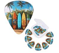 12 Pack Guitar Picks Personalized Guitar Plectrums 3 Different Thickness,4Pcs 0.46mm, 4Pcs 0.71mm, 4Pcs 0.96mm Surf's up Surfboard Guitars Picks Electric Guitars Bass Pick Accessories