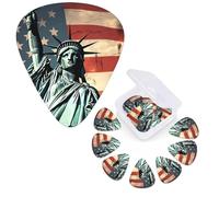 12 Pack Guitar Picks Personalized Guitar Plectrums 3 Different Thickness,4Pcs 0.46mm, 4Pcs 0.71mm, 4Pcs 0.96mm Statue of Liberty Against Guitars Picks Electric Guitars Bass Pick Accessories