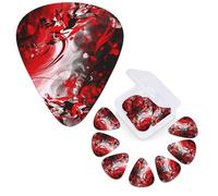 12 Pack Guitar Picks Personalized Guitar Plectrums 3 Different Thickness,4Pcs 0.46mm, 4Pcs 0.71mm, 4Pcs 0.96mm Red Black White Abstract Guitars Picks Electric Guitars Bass Pick Accessories