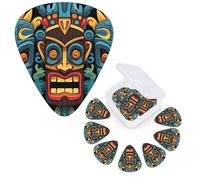 12 Pack Guitar Picks Personalized Guitar Plectrums 3 Different Thickness,4Pcs 0.46mm, 4Pcs 0.71mm, 4Pcs 0.96mm Colorful tiki mask pattern Guitars Picks Electric Guitars Bass Pick Accessories