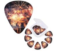 12 Pack Guitar Picks Personalized Guitar Plectrums 3 Different Thickness,4Pcs 0.46mm, 4Pcs 0.71mm, 4Pcs 0.96mm Beautiful Fireworks Guitars Picks Electric Guitars Bass Pick Accessories
