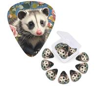 12 Pack Guitar Picks Personalized Guitar Plectrums 3 Different Thickness,4Pcs 0.46mm, 4Pcs 0.71mm, 4Pcs 0.96mm Opossum and Roses Guitars Picks Electric Guitars Bass Pick Accessories