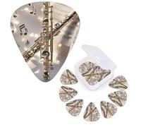 12 Pack Guitar Picks Personalized Guitar Plectrums 3 Different Thickness,4Pcs 0.46mm, 4Pcs 0.71mm, 4Pcs 0.96mm Flute Music Guitars Picks Electric Guitars Bass Pick Accessories