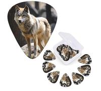 12 Pack Guitar Picks Personalized Guitar Plectrums 3 Different Thickness,4Pcs 0.46mm, 4Pcs 0.71mm, 4Pcs 0.96mm Wildlife Wolf Guitars Picks Electric Guitars Bass Pick Accessories