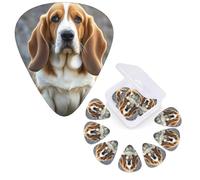 12 Pack Guitar Picks Personalized Guitar Plectrums 3 Different Thickness,4Pcs 0.46mm, 4Pcs 0.71mm, 4Pcs 0.96mm Basset Hound Guitars Picks Electric Guitars Bass Pick Accessories