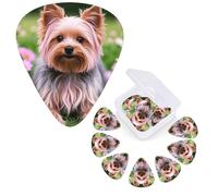 12 Pack Guitar Picks Personalized Guitar Plectrums 3 Different Thickness,4Pcs 0.46mm, 4Pcs 0.71mm, 4Pcs 0.96mm Yorkie Floral Guitars Picks Electric Guitars Bass Pick Accessories