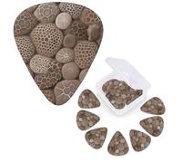 12 Pack Guitar Picks Personalized Guitar Plectrums 3 Different Thickness,4Pcs 0.46mm, 4Pcs 0.71mm, 4Pcs 0.96mm Petoskey Stone Guitars Picks Electric Guitars Bass Pick Accessories