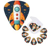 12 Pack Guitar Picks Personalized Guitar Plectrums 3 Different Thickness,4Pcs 0.46mm, 4Pcs 0.71mm, 4Pcs 0.96mm rocket clipart space ship Guitars Picks Electric Guitars Bass Pick Accessories