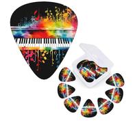 12 Pack Guitar Picks Personalized Guitar Plectrums 3 Different Thickness,4Pcs 0.46mm, 4Pcs 0.71mm, 4Pcs 0.96mm Colorful Piano Keyboard Music Note Guitars Picks Electric Guitars Bass Pick Accessories