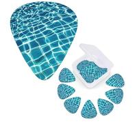 12 Pack Guitar Picks Personalized Guitar Plectrums 3 Different Thickness,4Pcs 0.46mm, 4Pcs 0.71mm, 4Pcs 0.96mm Blue Aqua Pool Water Guitars Picks Electric Guitars Bass Pick Accessories