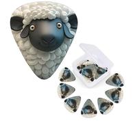 12 Pack Guitar Picks Personalized Guitar Plectrums 3 Different Thickness,4Pcs 0.46mm, 4Pcs 0.71mm, 4Pcs 0.96mm Cartoon Black White Sheep Guitars Picks Electric Guitars Bass Pick Accessories