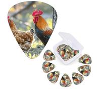12 Pack Guitar Picks Personalized Guitar Plectrums 3 Different Thickness,4Pcs 0.46mm, 4Pcs 0.71mm, 4Pcs 0.96mm Beautiful Rooster Hen Guitars Picks Electric Guitars Bass Pick Accessories